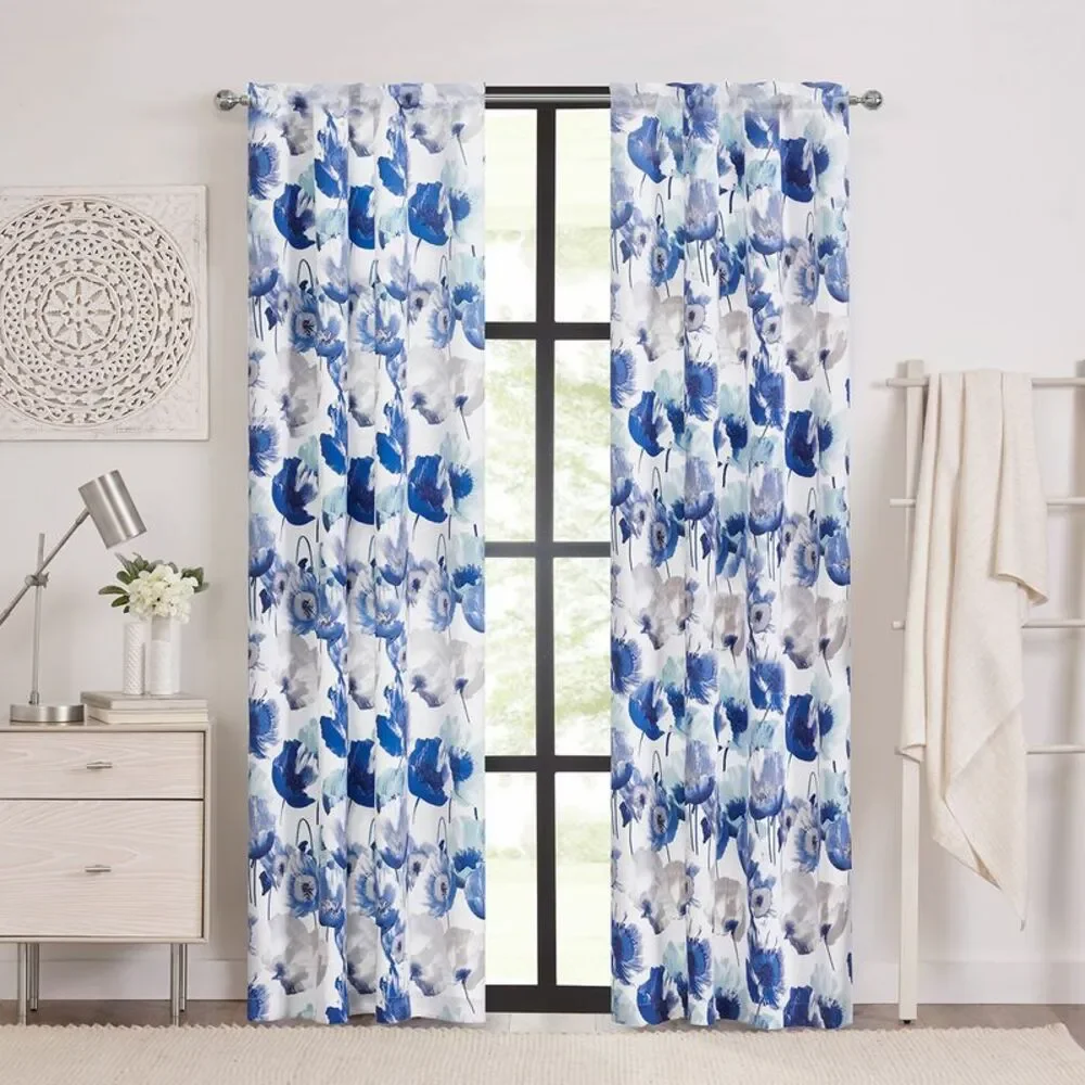 PowerSellerUSA 2-PACK Floral Modern Room Darkening Window Curtain for